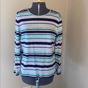 Striped 3/4 length sleeve classic T-shirt size XL